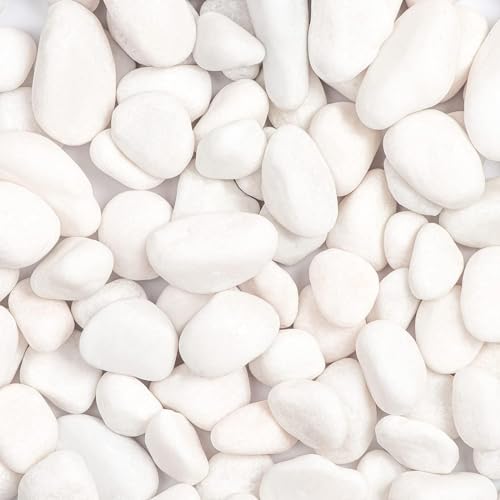 Cature Care by Nature White Polished Gravel Stones for Fish Tank Fillers, Assorted Crushed Stone Pieces for Vases Fillers Plants Home Decor Pebble Stones (9.9kg)(1.2-1.5Cm)