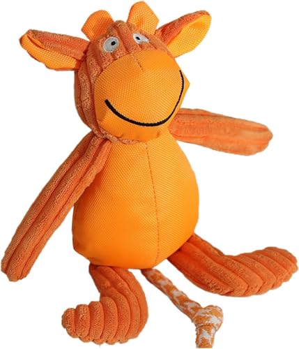 cature Care by Nature Dog Plush Toy Cartoon Shape Adorable Appearance Tough Durable Dog Animal Shape Chew Toys with Squeaky Device (Orange)