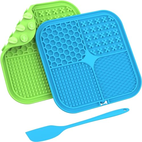 Emily Pets Lick Mat for Dogs,2pcs Dog Slow Feeder Licking Mat,Silicone Lick Pad with Suction Cups for Dog Anxiety Relief, Boredom Reducer - Perfect for Food Treats Yogurt or Peanut Butter BPA-Free