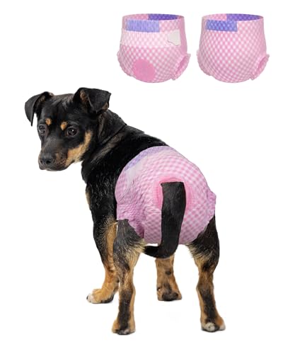 Pet Soft Doggie Diapers Female - Disposable Dog Diapers for Girl Puppies Cats Diapers with Adjustable Tail Hole Cute Pink 36pcs (M, Pink)