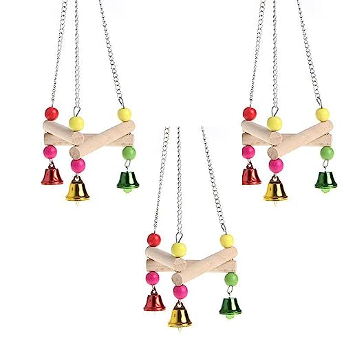 WildbirdCare Natural Wood Bead Chain Swing Toy For Parrot,Budgies,Cockatiel,Lovebird,Budgerigar,Sun Conure,Finch,African Grey,Canary,Cockatoo,Macaw Birds.(Pack Of 3)
