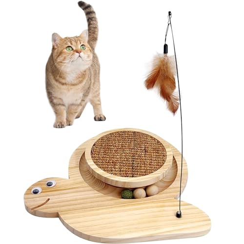 cature Care by Nature Cat Scratcher Natural Sisal Cat Scratch Pad With Kitten Interactive Toy,Catnip Balls And Cat Toy Roller Cat Scratch Mat For Kittens,Smaller Cats