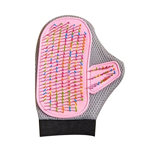 Emily Pets Grooming Deshedding Glove Brush for Puppy Dogs and Cats and Horses, Gentle Massage Remove Hair (Color: Pink)