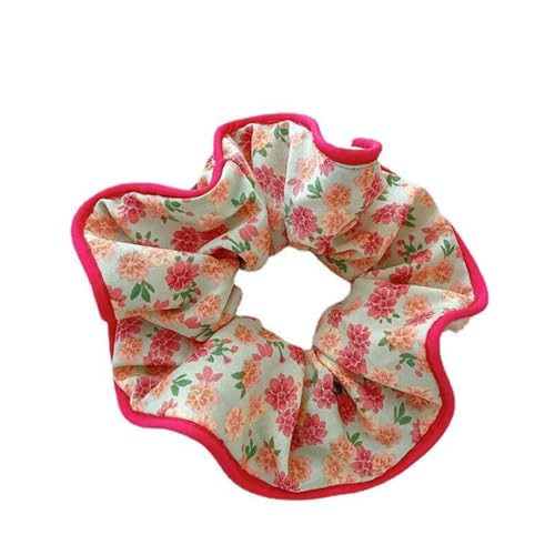 F DREAM Womens Girls Elegant Small Floral Hair Band Ties Rope Hairband Ponytail Holder(Red)