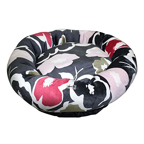 Lulala Cozy Pet Beds for Small, Medium, and Large Dogs and Cats - Snuggery Hooded Burrowing Cave Tent, Deep Dish Cushion Donut Dog Bed (M, Black)