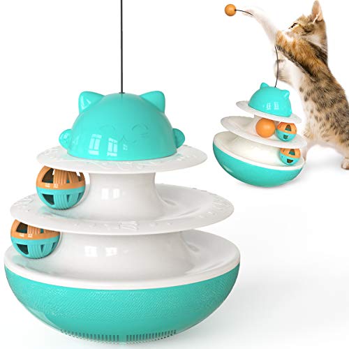 MOOS Cat Tumbler Three-Layer Rotating Ball Orbital Toy (Turquoise)
