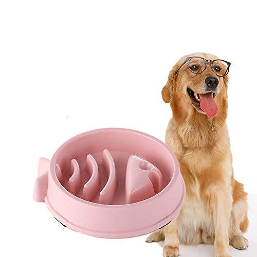 DotPet Slow Feeding Bowl, Fun Interactive Feeder Bloat Stop Pets Dog Bowl Preventing Feeder Anti Gulping Healthy Eating Diet Fish Shape Pet Bowls Against Bloat, Indigestion and Obesity (Pink)