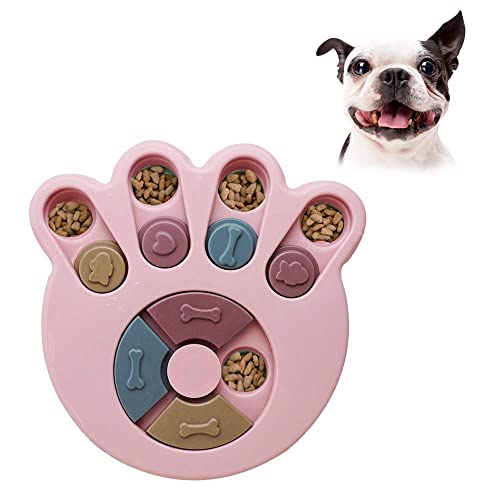 SRIPET Dog Puzzle Feeder Toy, Pet Intelligence Fun Hide and Seek Food Toy, Puppy Treats Dispenser Interactive Toy Slow Feeding, Cat Brain Games for Training Boredom (Pink)