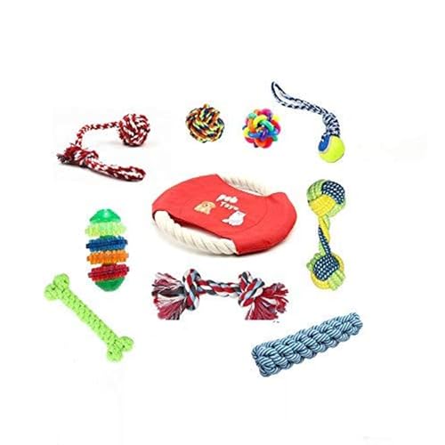 emily pets Dog Rope Toys Puppy Small and Medium Dogs Dogs Interactive Durable Washable Cotton Dog Chew Rope Toys Teeth Cleaning (Pack of 10)