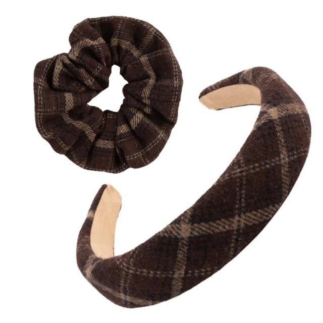 F DREAM Headbands and Scrunchies for Women Padded Comfortable Head Bands Fashion Non slip Hair Band Hair Ties Ropes Scrunchie Hair Scrunchies for Women (Pack2)(Brown)