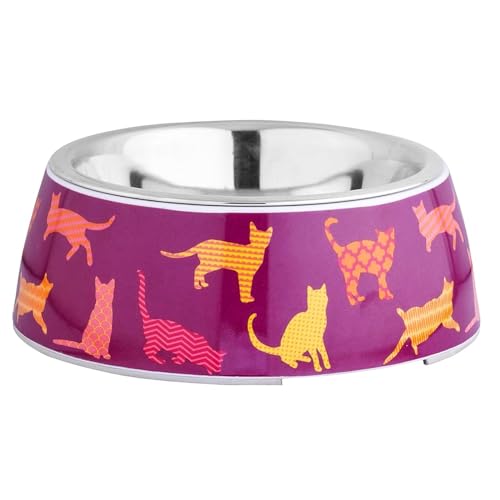 Cature Care by Nature Anti-Skid Melamine Detachable Stainless Steel Food Bowls for Cats (Red) - Large-500 ml
