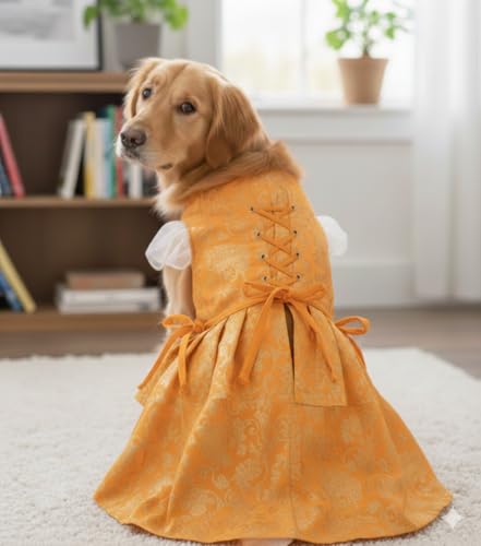 Lulala Customized Pet Apparel | Personalized Size and Colour Pet Gown, Lace-Up Back, Puff Sleeves, Pet Formal Gown