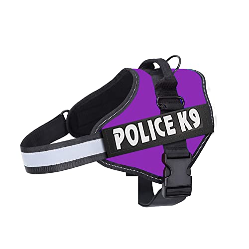 Emily Pets Police-K9 Dog Harness,No Pull Harness for dogs,Breathable and Easy Control with Handle & Leash Attachment ,Easy Walking Training for Dog,Dog Training No Escape Adjustable Reflective Vest(L,Purple)