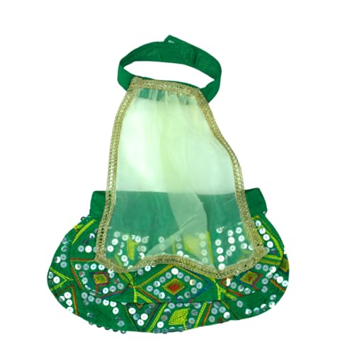 Lulala Ethnic Dog Lehenga Choli with Dupatta Traditional Indian Outfit for Pets Costume Dress for Female Dogs and Puppies (Green-18 Inch)