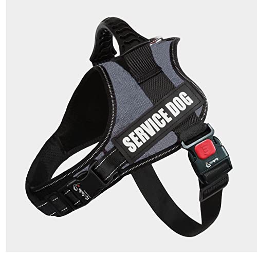 Lulala Service Dog Harness Large Medium Small Dog No-Pull Reflective Vest,Breathable Adjustable Pet with Piastic Handle for Outdoor Walking -with On Off Locker(Denim XL)