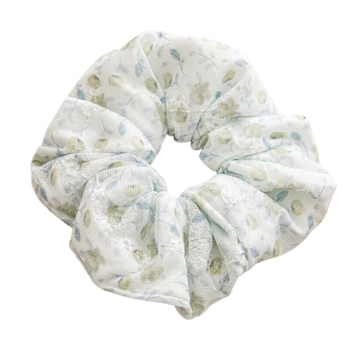 F DREAM Women Fashion Floral Print Scrunchies Solid Long Hair Ribbon For Women Floral Elastic Bow Hair Rope Ponytail Scarf Sweet Elastic Hair Band Hair Accessories(Color-Green)