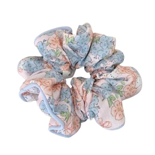 F DREAM Floral Hair Rubber Striped Bear Elastic Hair Rope Hair Rubber (Blue)