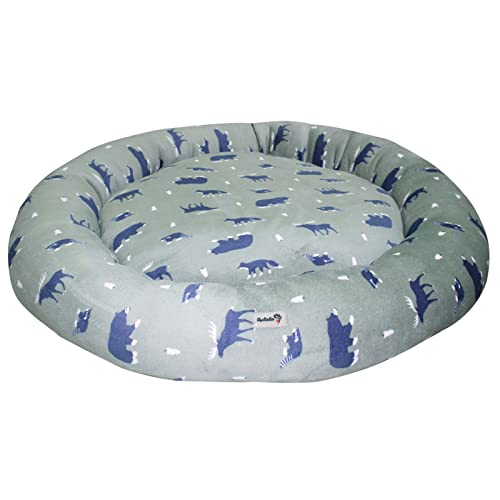 Lulala Cozy Pet Beds for Small, Medium, and Large Dogs and Cats - Snuggery Hooded Burrowing Cave Tent, Deep Dish Cushion Donut Dog Bed (M, Green)