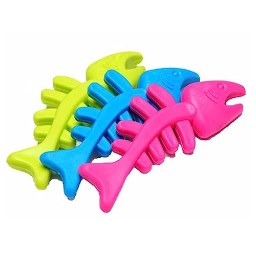 cature Care by Nature Teeth Cleaning Non-Toxic Fish Bone Rubber Dog Toy(Multi-Colored,Pack Of 3)