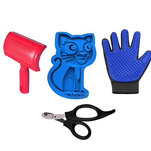 Emily Pets Grooming Kit Pet Nail Clipper Cat Brush Pet Brush Pet Grooming Glove(Pack of 4)