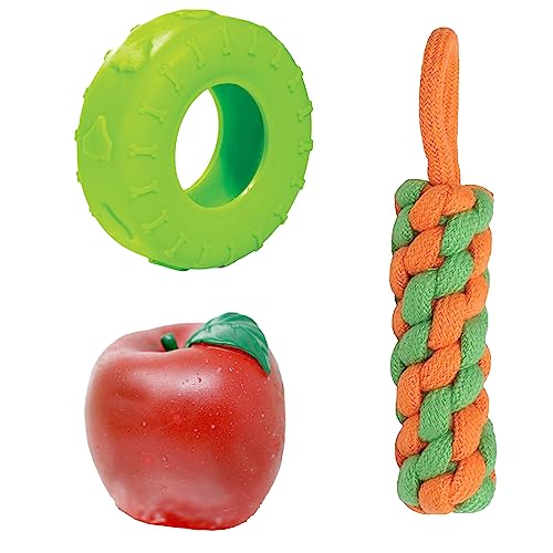 Cature Pack of 3 Dog Toys, Toy for Small,Medium, and Large Breed Size Dogs with Interactive Dog Rope Toys, Squeaky Dog Plush Toy Chew Toys for Teething and Training (Combo 5)