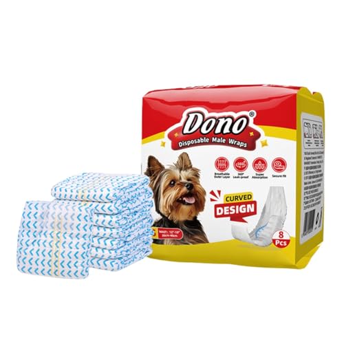 Emily Pets Disposable Male Dog Wraps – Leakproof Dog Diapers for Male Dogs, Contoured Design, Super Absorbent, Comfortable Fit – S (30-48 cm)