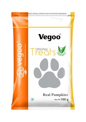 Vegoo Dog Treat, Optimum Health Formula, Highly Nutritious and Digestible, Dog Food Suitable for All Dog Breeds and Ages Easy to Digest, Real Pumpkins Flavor, Pure Vegetarian Food Single Pack-100g