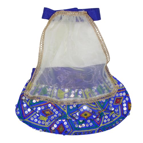 Lulala Ethnic Dog Lehenga Choli with Dupatta Traditional Indian Outfit for Pets Costume Dress for Female Dogs and Puppies (Blue-16 Inch)