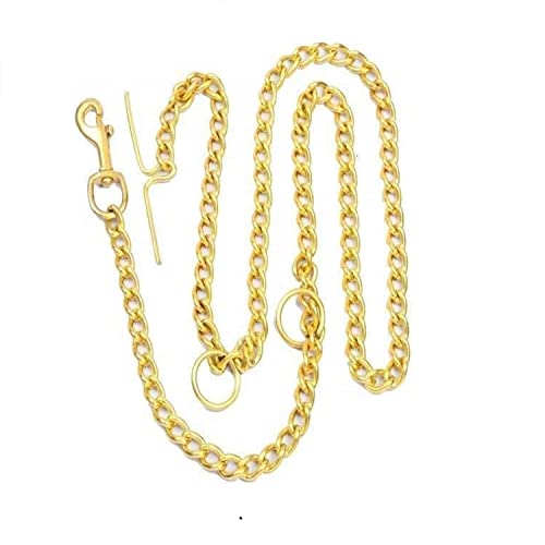 Emily Pets Dog Brass Collar & Chain Diamond Cut Dog Gold Chain (Length:71 Inches Thickness: 2cm Ring:3.9) 161 cm Dog Chain Leash (L,161 * 3.5 * 1,Gold)