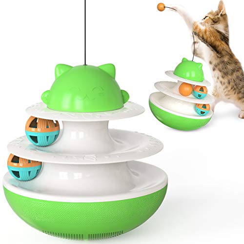 MOOS Pet Toy cat Toy Tumbler Three-Layer Rotating Ball Orbital Ball Toy (Green)