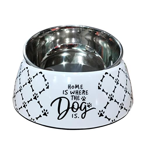 Emily Pets Pet Bowl for 100% Melamine & Premium Stainless Steel Dog Cat Bowls Dog Bowls Cat for Slow Food Treat Pet Dog for Puppy Treat Non-Slip | Peach Large | Pack of 1