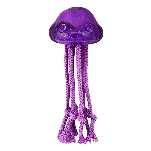 emily pets Chew and Floss Jelly-Fish with Rope for Puppy & Small Dog