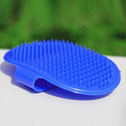 Emily Pets Dog Grooming Brush, Pet Shampoo Brush Dog Bath Grooming Shedding Brush Soothing Massage Rubber Comb with Adjustable Strap for Short Long Haired Dogs and Cats (Blue)