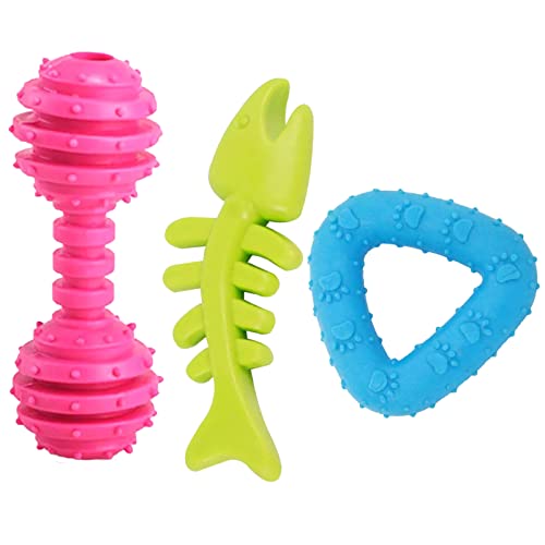emily pets Chew Toys for Dog + Rubber Chew Toys Combo, Playing Chewing Interactive Dog Toys 3 in 1 Combo (Pack of 3, Color Mar Vary)