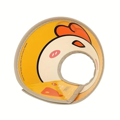 Emily Pets Pet Recovery Collars for Dogs and Cats, Adjustable Anti-Lick Collar, Waterproof, Cartoon Pattern, Ultra-Light Fixing Strip, Prevents Licking After One (Yellow, Medium)