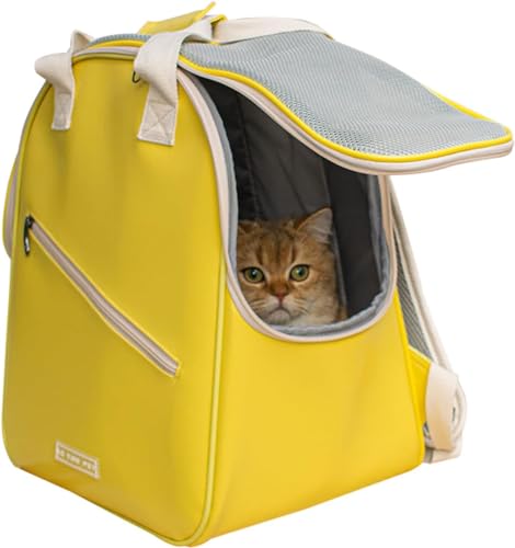 Cature Care by Nature Cat Backpack, Pet Carrier Backpack for Small Cats and Dogs, Puppies Kittens Fully Ventilated Mesh Dog Backpack Bag for Traveling, Hiking, Outdoor (Yellow)