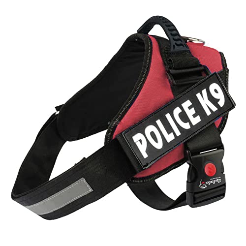 Lulala Police K9 Dog Vest Harness,No-Pull Reflective Dog Vest,Breathable Adjustable Pet Harness with Handle for Outdoor Walking - No More Pulling, Tugging or Choking(S,Maroon)