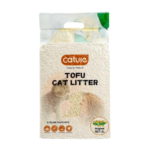 Cature Care by Nature Tofu Cat Litter Natural Flushable Clumping Litter Plant Based Biodegradable Ultra Odour Control 99% Dust Free Low Tracking Cat Litter (Original, 6L)