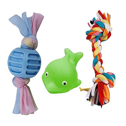 Cature Pack of 3 Dog Toys, Toy for Small,Medium, and Large Breed Size Dogs with Interactive Dog Rope Toys, Squeaky Dog Plush Toy Chew Toys for Teething and Training (COMBO3)