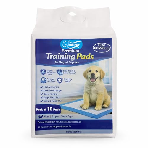 SRI Pet Premium Dog Training Pads 60x90 cm | Super Absorbent, Leak-Proof & Odor Control | 5-Layer Protection, Anti-Slip Base | Pee Pads for Dogs & Puppies | Pack of 10