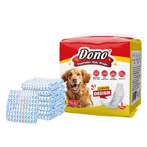 Emily Pets Disposable Male Dog Wraps – Leakproof Dog Diapers for Male Dogs, Contoured Design, Super Absorbent, Comfortable Fit – L (63-80 cm)