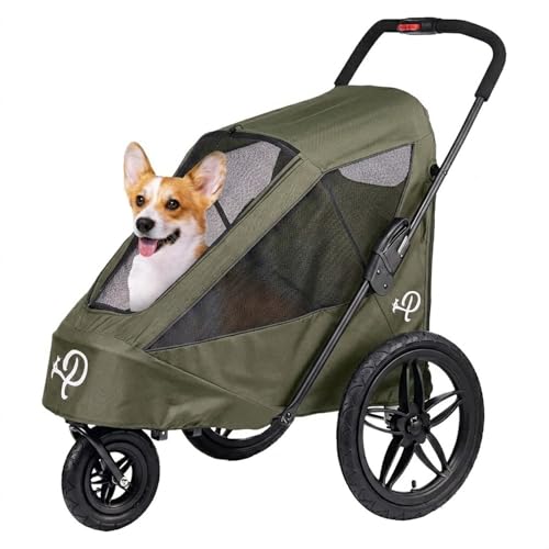Emily Pets Premium Pet Stroller for Dogs and Cats, Foldable Travel Pushchair with Breathable Mesh Canopy, All-Terrain Wheels and Storage Basket