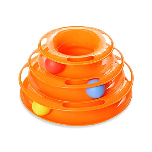 emily pets 3 Level Tower Tracks Cat Toy Chasing Ball in Tower Game for Pets, Multistage Interactive Toy, Funny Cat Game, Interactive Toys