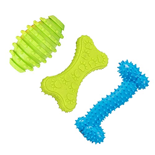 emily pets Non-Toxic Rubber Dog Chew Designer Toy, Puppy/Dog Teething Toy, Interactive Toy (Multicolor, Pack of 3)