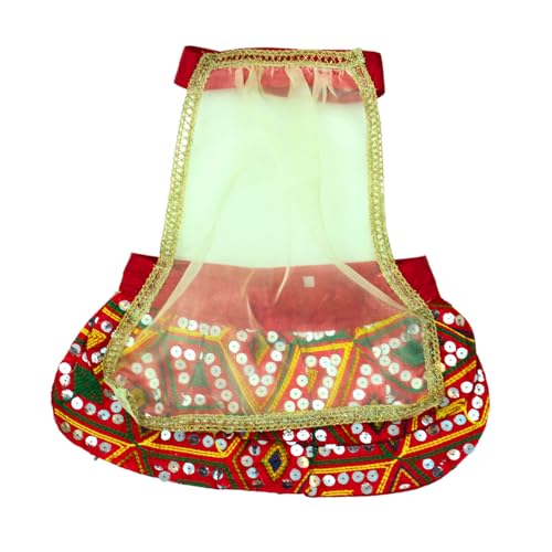 Lulala Ethnic Dog Lehenga Choli with Dupatta Traditional Indian Outfit for Pets Costume Dress for Female Dogs and Puppies (Red-24 Inch)