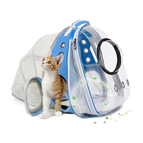 Emily Pets Pet Carrier Backpack, Bubble Backpack Carrier, Cats and Puppies,Airline-Approved, Designed for Travel, Hiking, Walking & Outdoor Use (Blue)