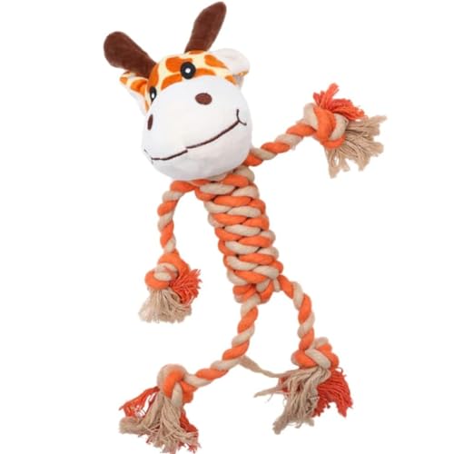 Cature Dog Rope Toy Dog Teething Toys with Animals Shape, The Durable Rope Dog Toys with Plush Cute Head, Pet Dog Rope Toys for Medium and Large Dogs (Orange)
