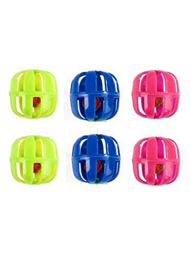 emily pets Plastic Cat Toy Balls with Bell for Pet Cat and Kittens (Multicolor, 6pcs)