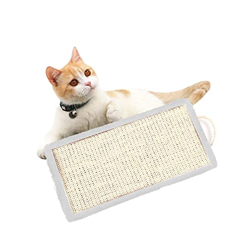 Emily Pets Cat Scratcher Cat Pet Products Rectangular Shape Hanging Scratch Pad Pet Play Toys Plush Covered Sisal Slab Cat Scratcher(White)