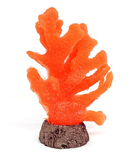 emily pets Glowing Effect Coral Artificial Decoration Silicone Plant Ornament for Fish Tank Aquarium (Orange, Height: 14.5 CM)